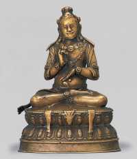 16世纪早期 西藏鎏金铜毗瓦巴尊者像